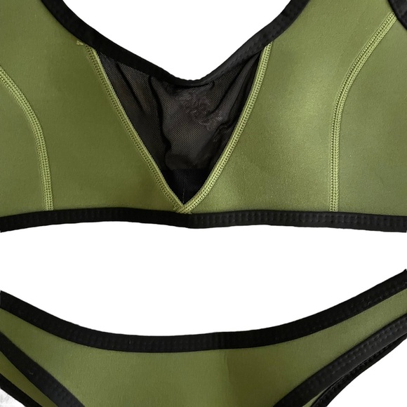 Hoaka Neoprene Bikini Set Green Modern Bottoms and Ryu Top Large - Picture 5 of 8